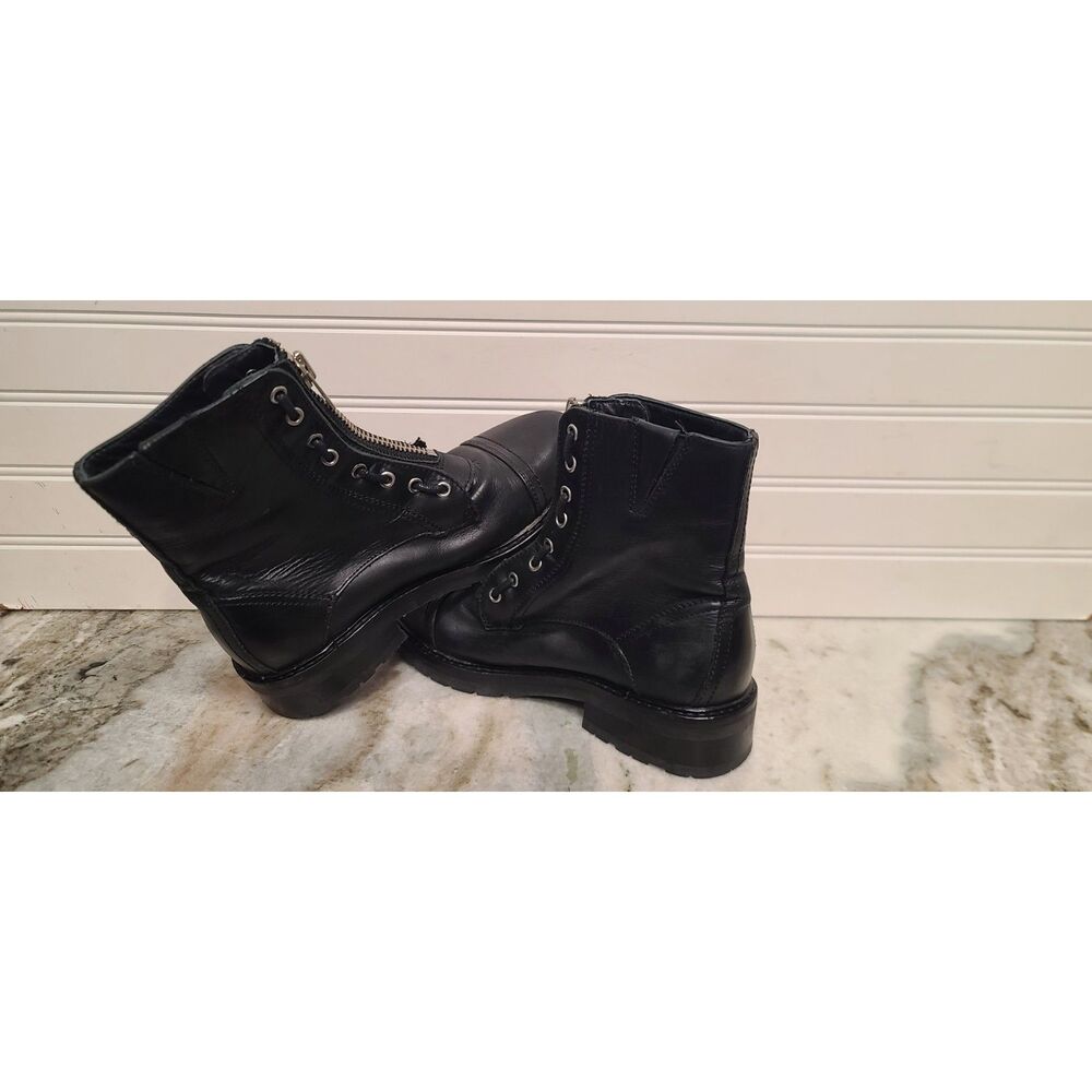 AllSaints Ariel Leather Lace Up Biker Boots Size 37